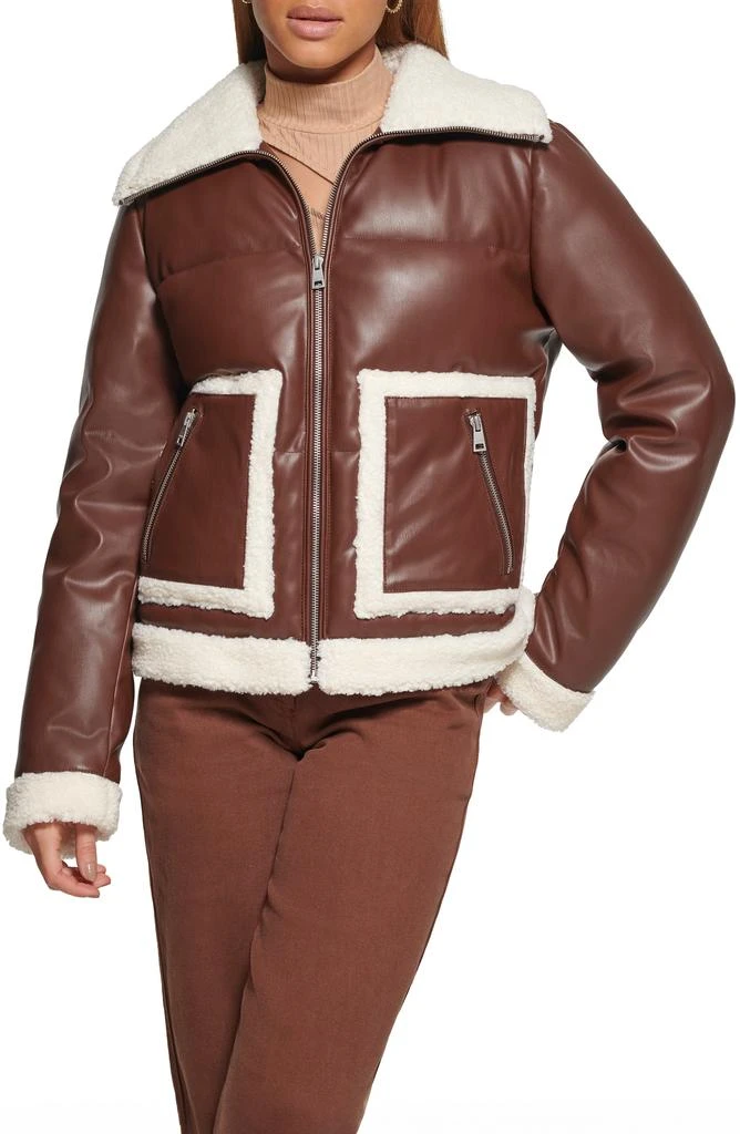 Levi's Faux Leather Puffer Jacket with Faux Shearling Trim 1