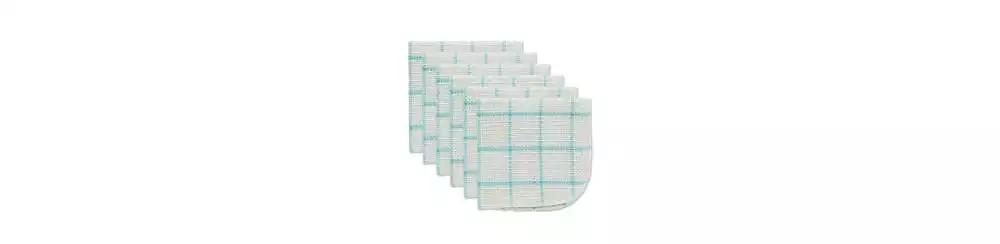 Design Imports Scrubber Dishcloths Collection Windowpane Dishrag Set, 12x12", White/Aqua Stripe, 6 Piece