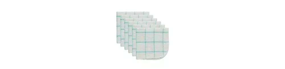 Design Imports Scrubber Dishcloths Collection Windowpane Dishrag Set, 12x12", White/Aqua Stripe, 6 Piece 1