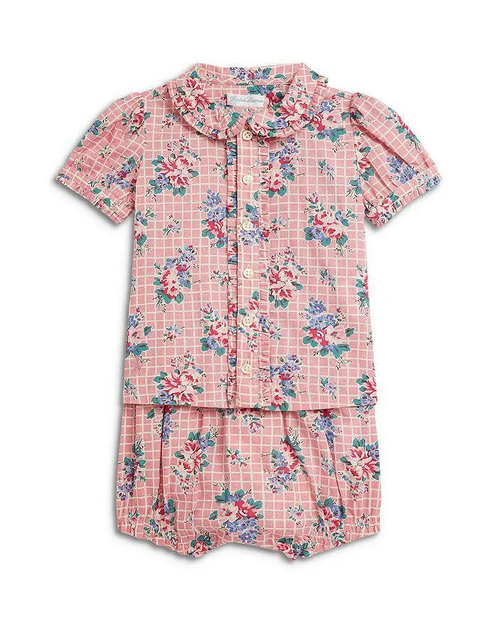Ralph Lauren Polo Girls' Floral Slub Cotton Shirt & Bloomer - Baby