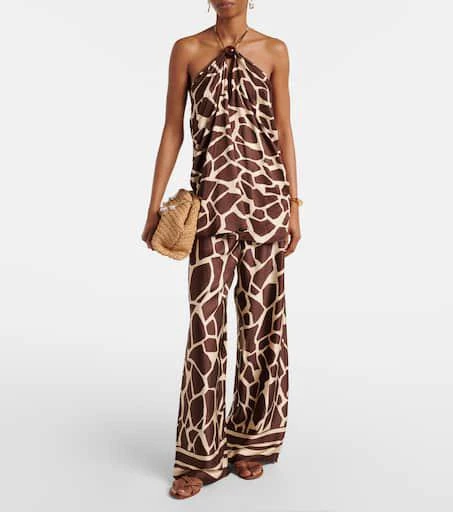 Faithfull Jensen animal-print halterneck satin top 2
