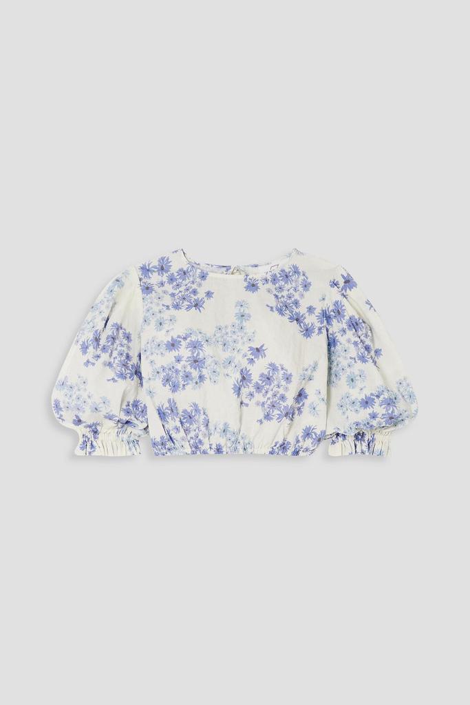 Peony Vacation cropped cutout floral-print cotton-blend gauze top