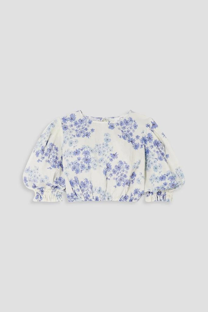 Peony Vacation cropped cutout floral-print cotton-blend gauze top 1