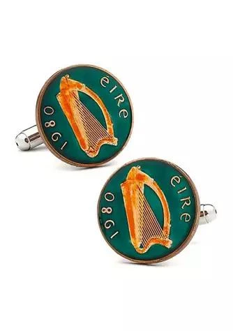 Ox and Bull Trading Co. And Bull Trading Co. Hand Painted Irish Eire Coin Cufflinks 1
