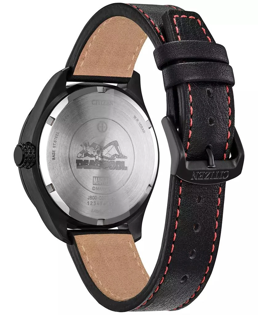 Citizen Eco-Drive Men's Marvel Deadpool Returns Black Leather Strap Watch 43mm 3