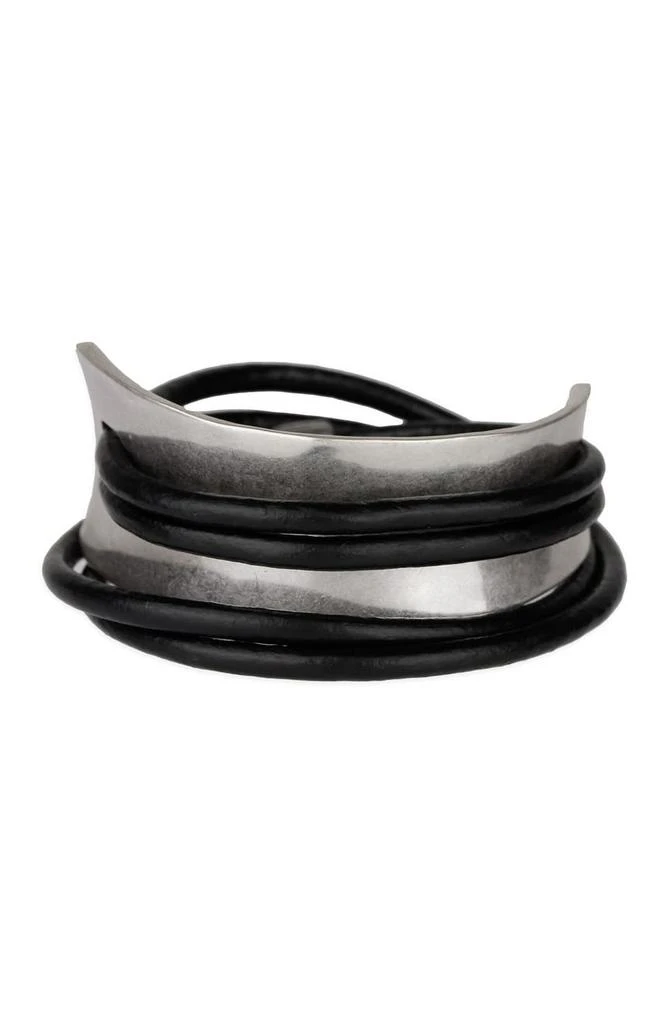 SAACHI Black Gladiator Wrap Leather Bracelet 4