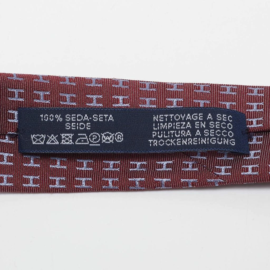 Hermes Hermes Burgundy Silk Faconnee H Bicolore Tie 4