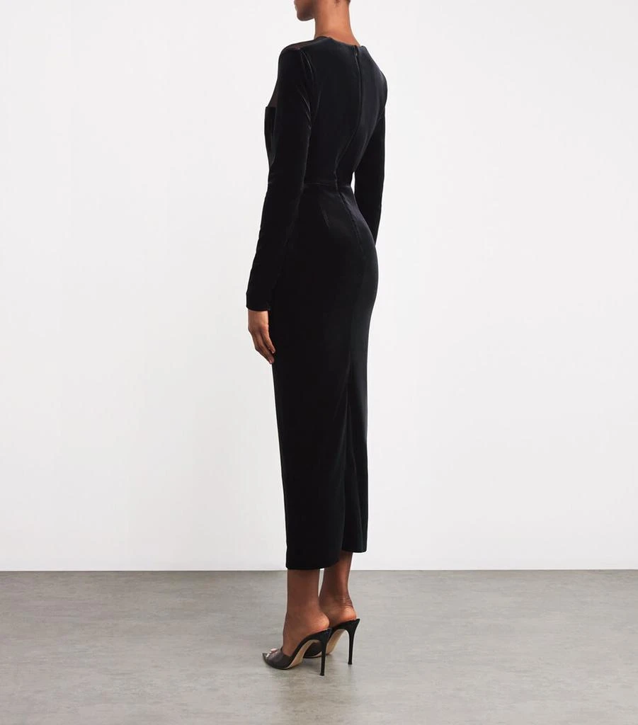 Alex Perry Velvet Mesh-Detail Midi Dress 3
