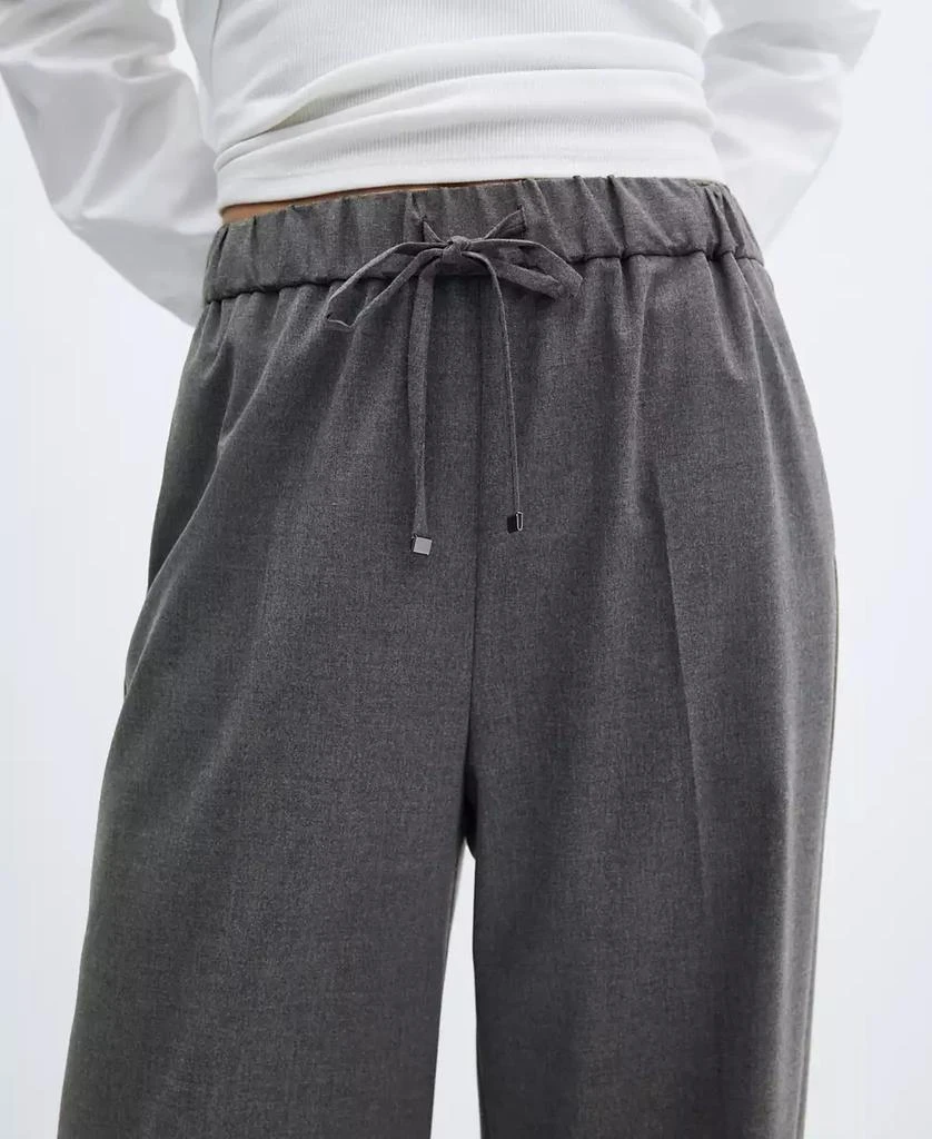 Mango Women's Elastic Waist Wideleg Pants 7