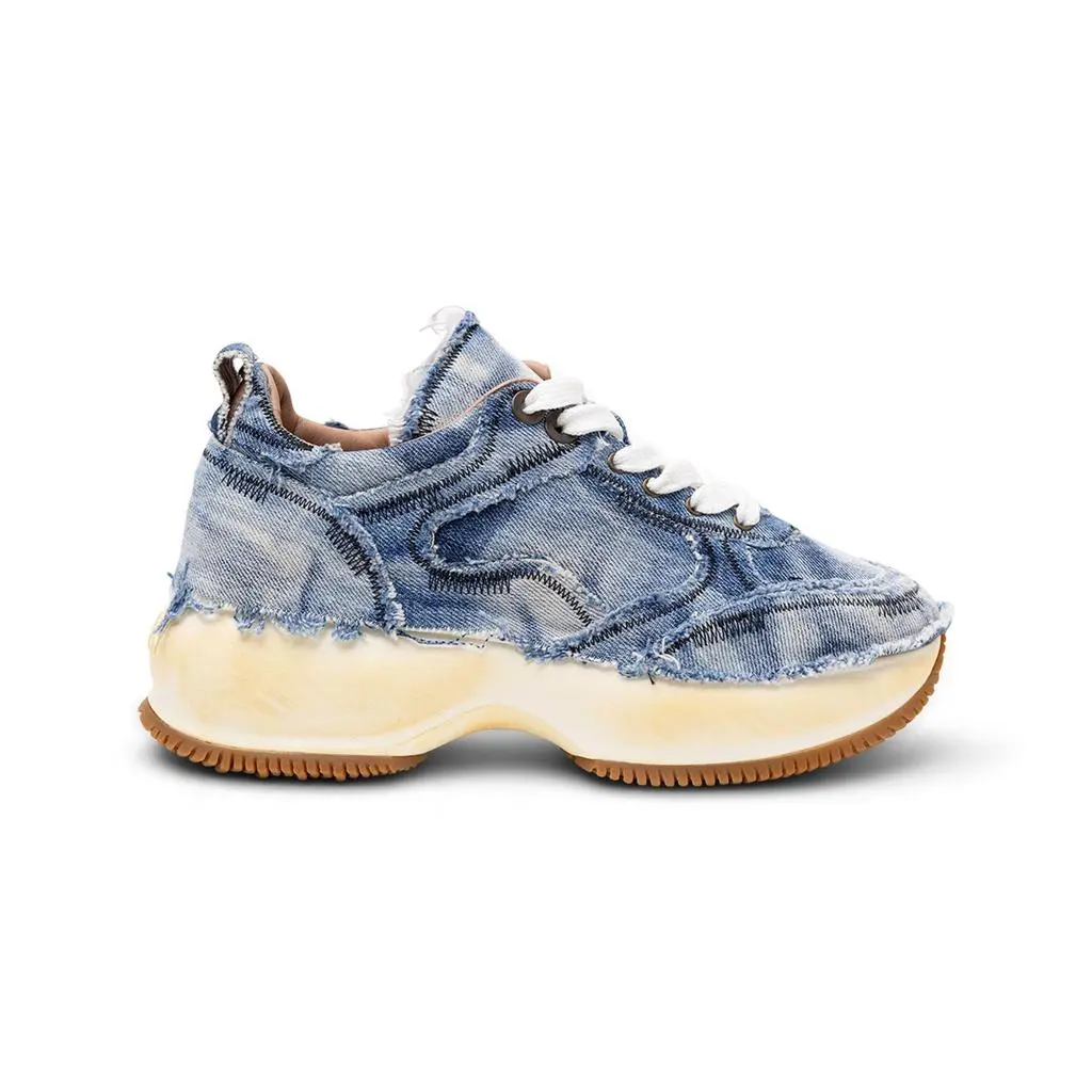 hogan Hogan Frayed Denim Platform Sneakers