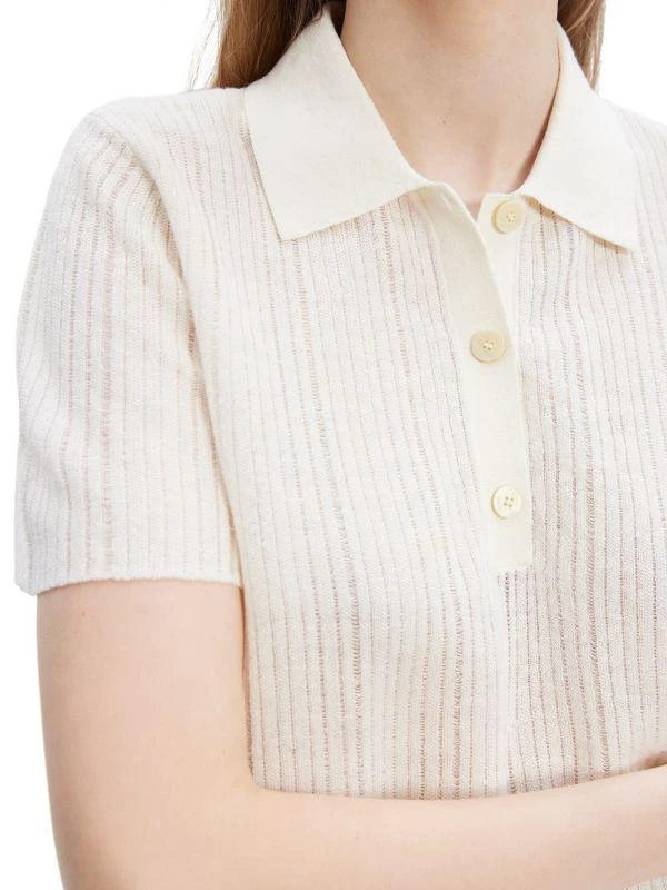 Theory Striped Linen Blend Polo 4