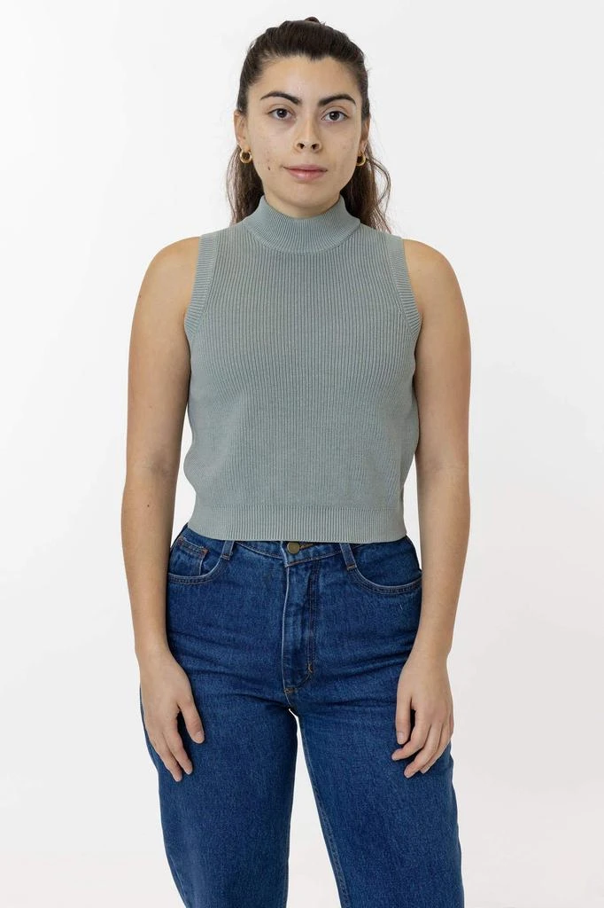 Los Angeles Apparel RFK45GD - Cotton Knit Sleeveless Mock Neck Sweater 1