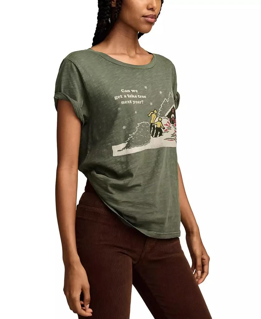 Lucky Brand Women's Can We Get A Fake Tree Next Year Cotton T-Shirt 3