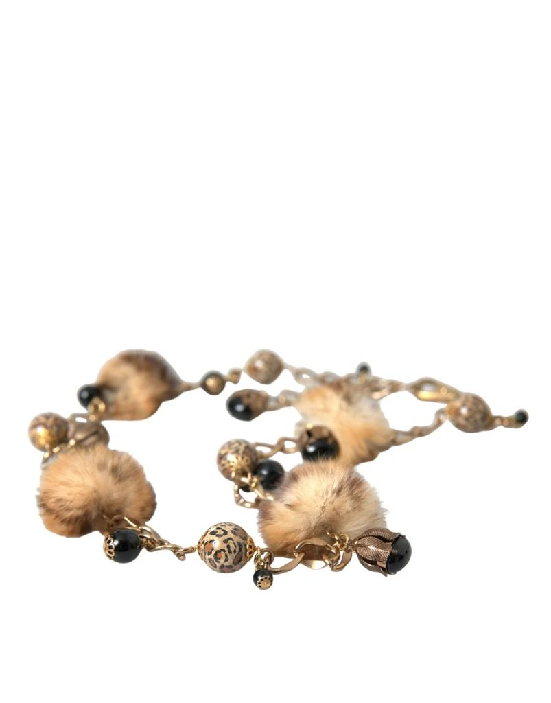 Dolce & Gabbana Dolce & Gabbana Gold Brass Leopard Fur Pearl Collier Chain Belt 6