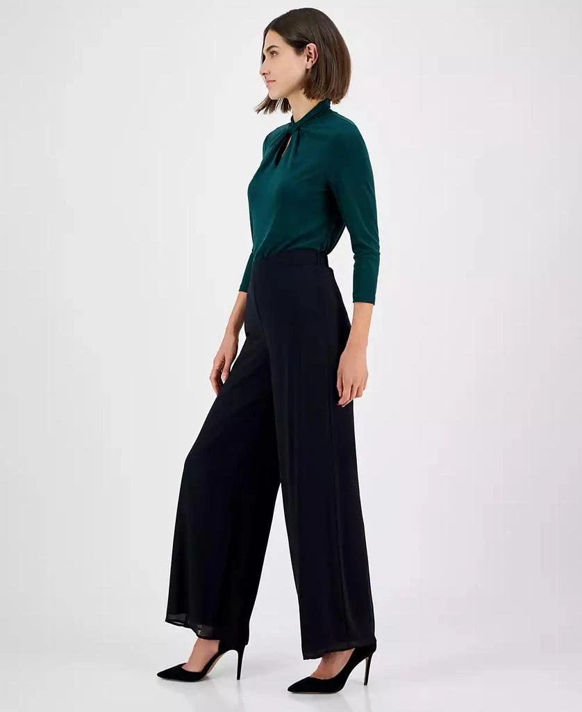 Anne Klein Women's High-Rise Pull-On Wide-Leg Pants 3