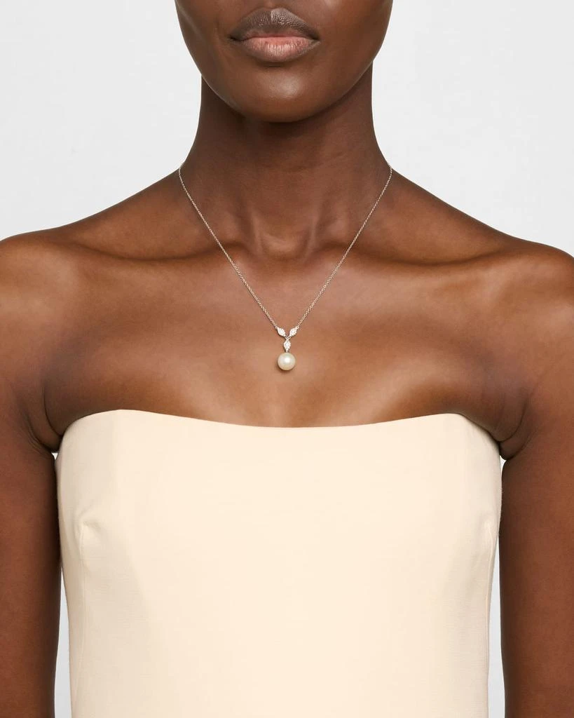 Utopia 18K White Gold My Song Diamond and Freshwater Pearl Pendant Necklace 2