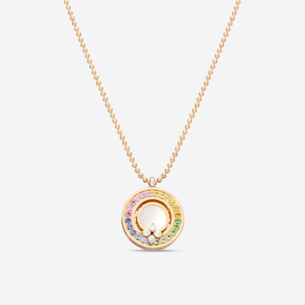 Roberto Coin Roberto Coin Love in Verona 18K Rose Gold Diamond & Rainbow Gemstone Pendant Necklace 8883116AX17X