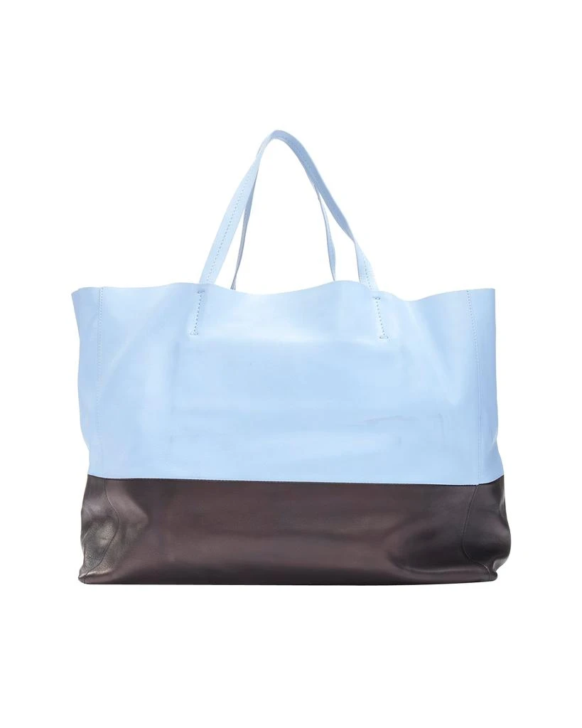 Celine CELINE Cabat baby blue black colorblock panels gold logo tote bag 5