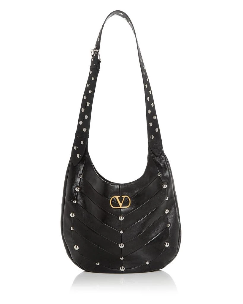 Valentino VLogo Stud Embellished Hobo Leather Shoulder Bag 1