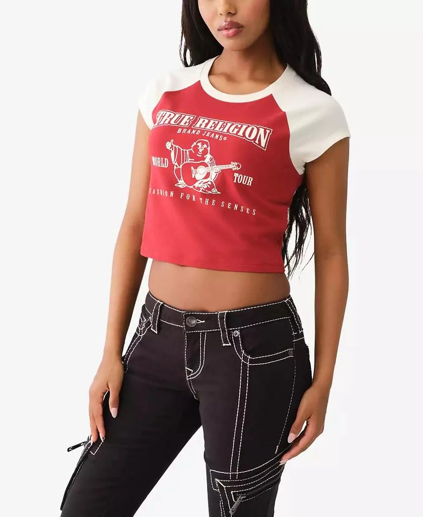 True Religion Women's Contrast Raglan Baby Tee 3