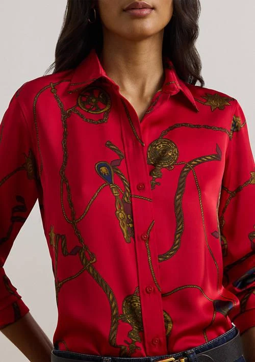 Ralph Lauren Ralph Lauren Petite Classic Fit Print Satin Charmeuse Shirt 3