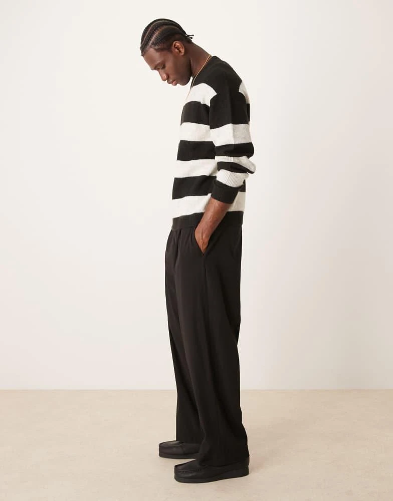 ASOS ASOS DESIGN oversized knitted jumper in black and ecru stripe 2