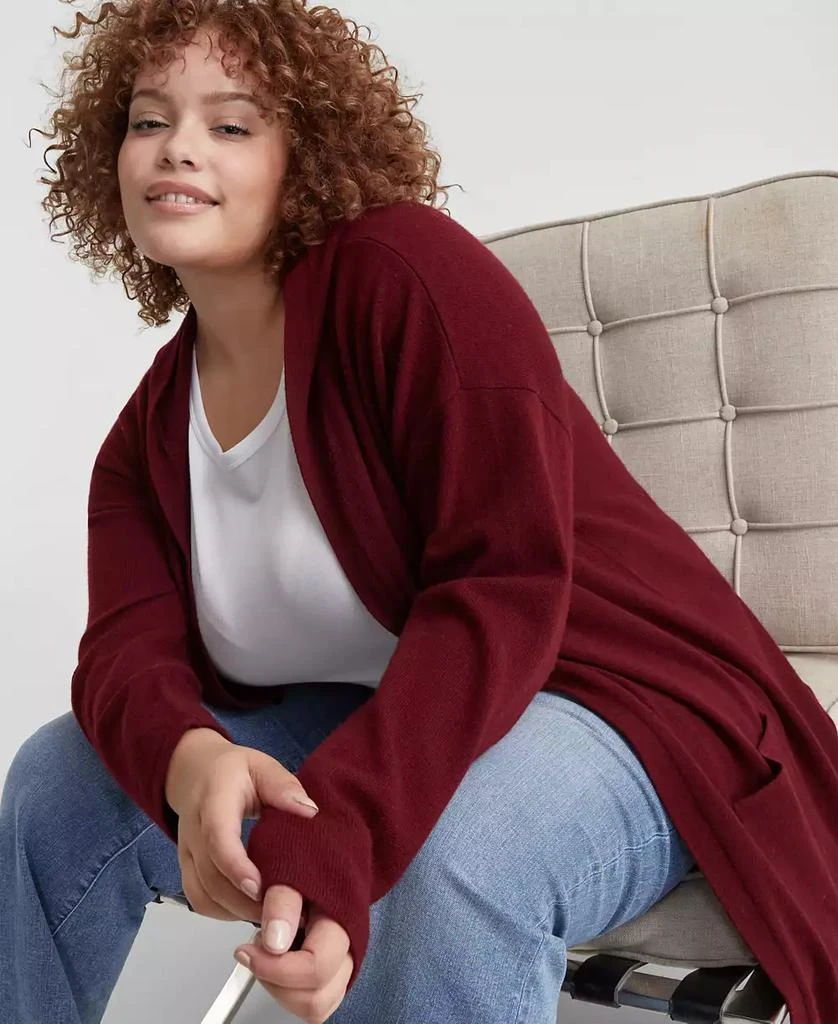 Charter Club Plus Size Hooded 100% Cashmere Cardigan, Created for Macy's 3