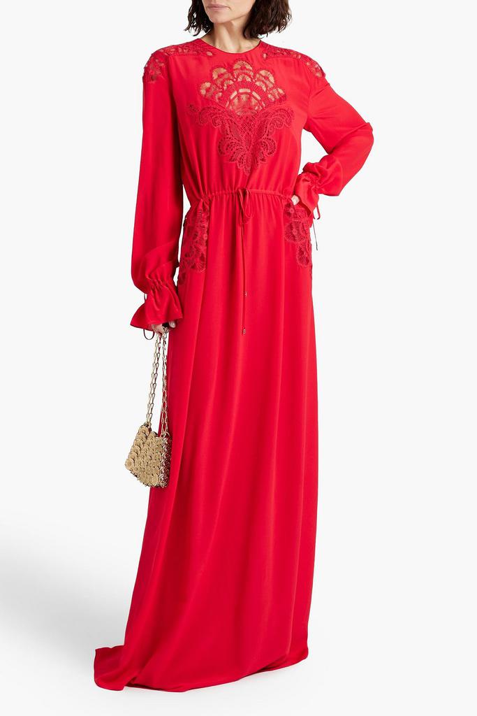 Zuhair Murad Lace-paneled silk-crepe gown