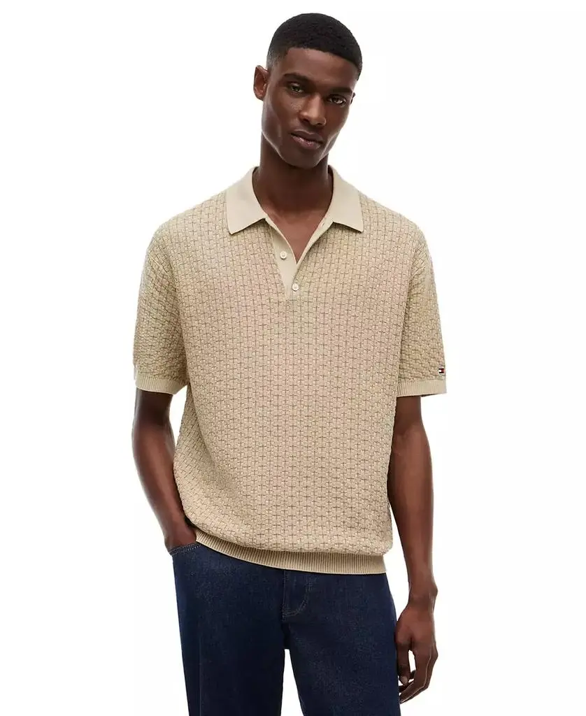 Tommy Hilfiger Men's Garment-Dyed Structure Short-Sleeve Sweater Polo