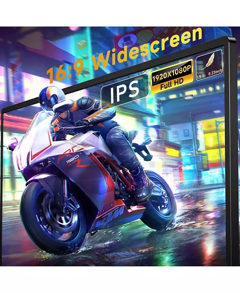 memzuoix Portable Monitor 15.6 Inch FHD 1080P USB C HDMI, IPS HDR Gaming Computer Display with Smart Cover, Plug&Play, Dual Speakers External Screen for Laptop PC MAC Phone Xbox Switch PS4 Table 2