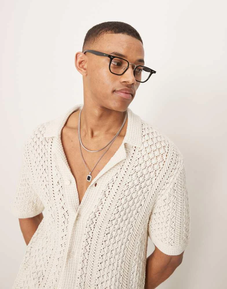 ASOS ASOS DESIGN square metal glasses in black with clear lens 3