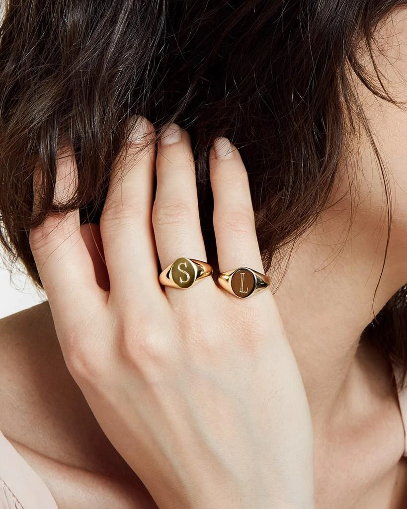 Sarah Chloe 14K Gold Lana Monogrammed Oval Signet Ring, Petite 3