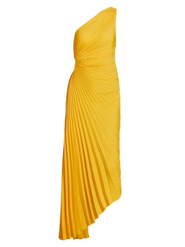 A.L.C. Delfina Pleated One Shoulder Asymmetric Gown 5