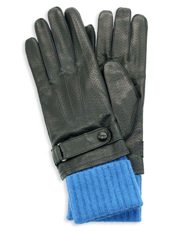 Portolano ​Cuffed Perforated Leather Gloves