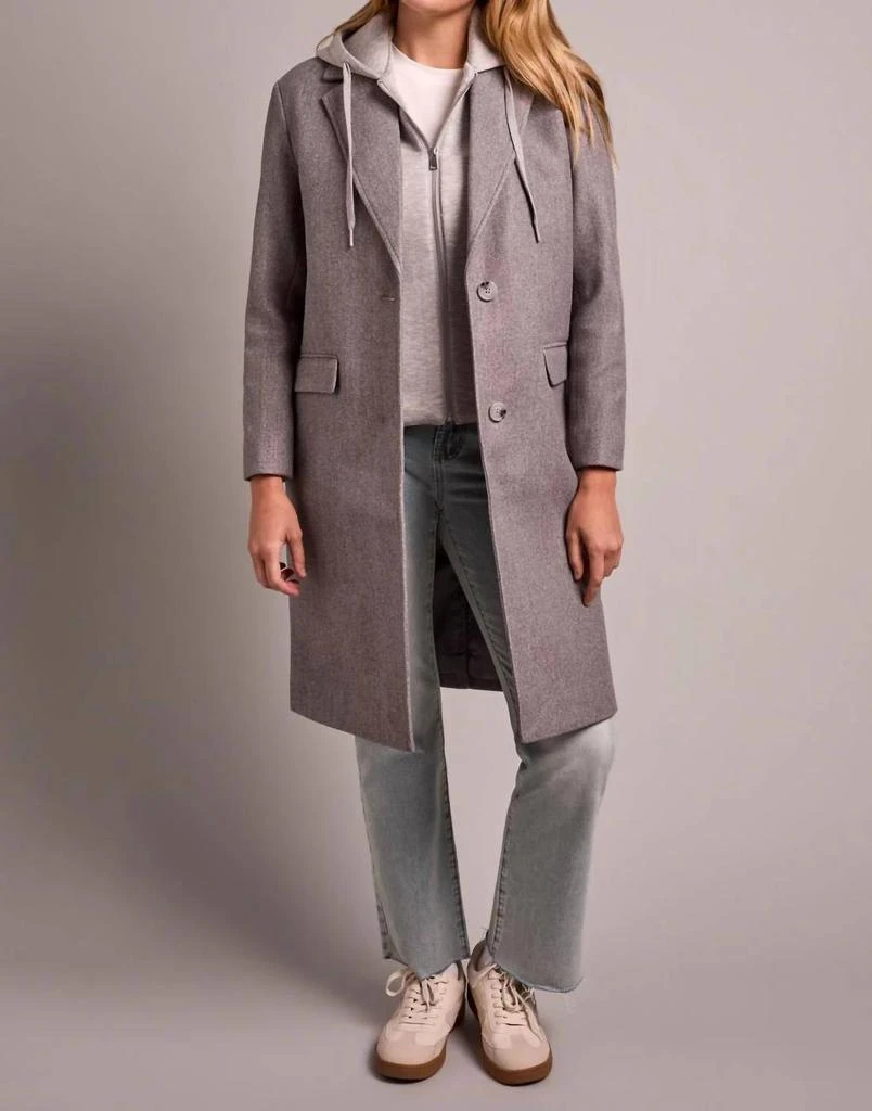 Tribal Tribal - Ultra-soft Knit Coat With Removable Fooler Hoodie