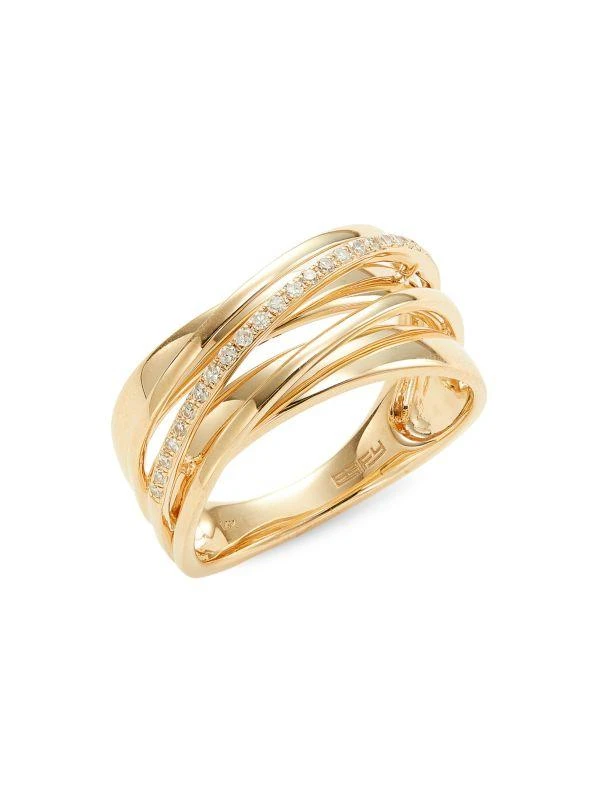 Effy 14K Yellow Gold 
0.11 TCW Diamond Criss Cross Ring 1