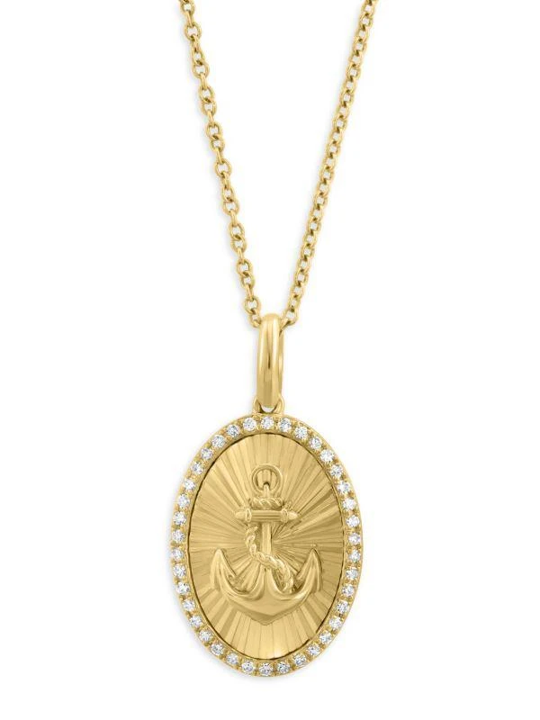 Effy 14K Yellow Gold
0.15 TCW Diamond Anchor Pendant Necklace 2