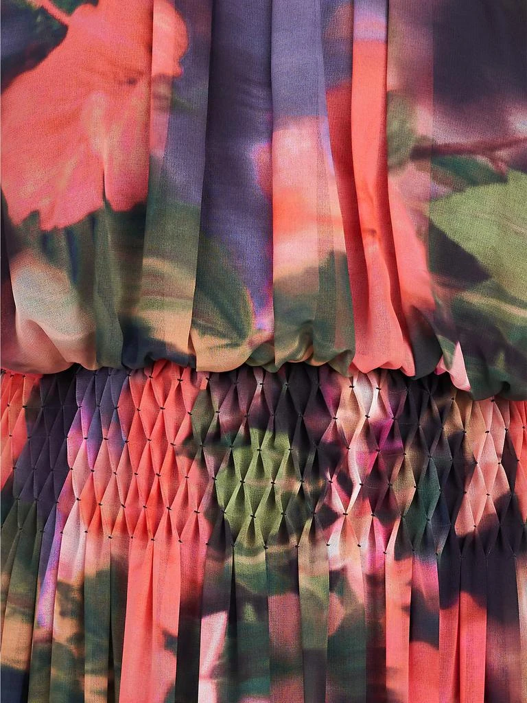 Kay Unger Leilani Hibiscus Print Blouson Maxi Dress 5
