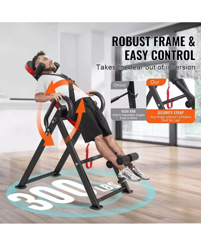 Mecale Inversion Table, Heavy-Duty Back Stretcher with 300 lb Capacity, Adjustable Belt, Ankle Lock and Headrest for Strength Training 6