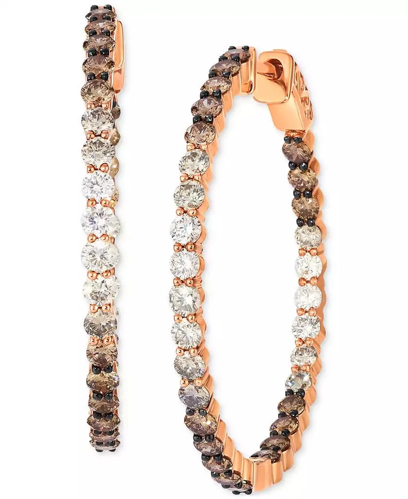 Le Vian Chocolate Ombré Diamond Medium Hoop Earrings (3 ct. t.w.) in 14k Rose Gold, 1.3" 1