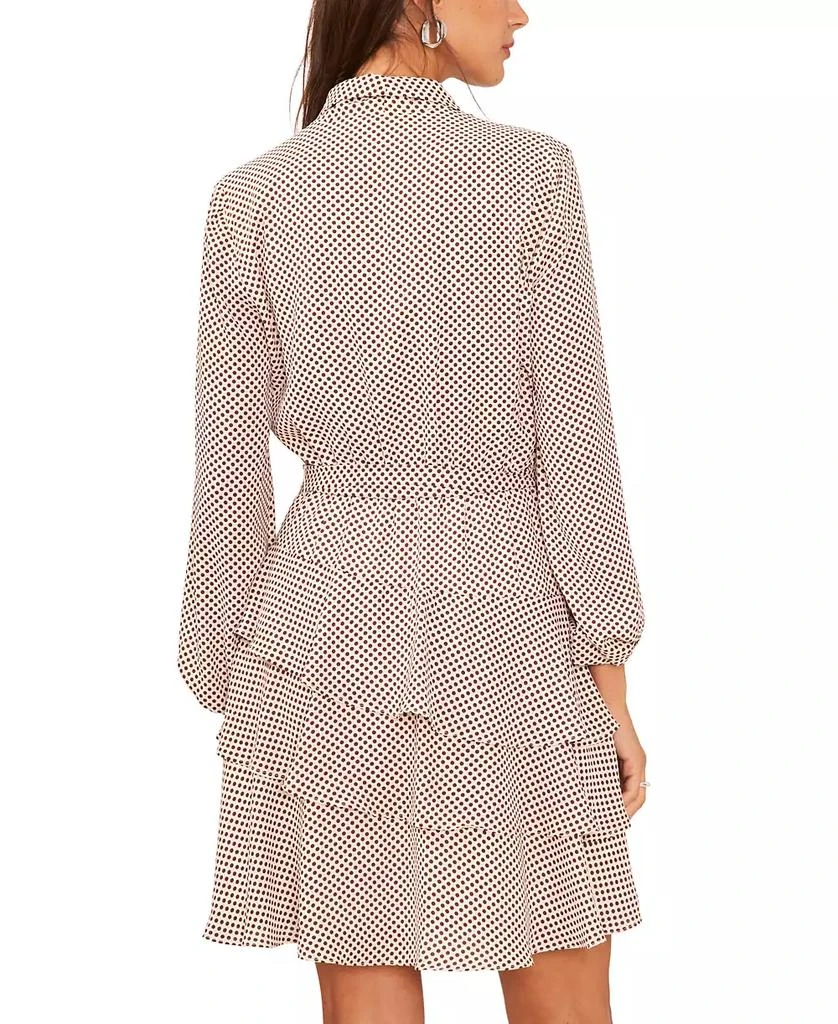 CeCe Women's Shawl Collar Long-Sleeve Tiered Dress 2