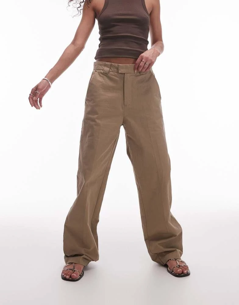 House Of Sunny House of Sunny canvas worker wide leg trousers in clay 1