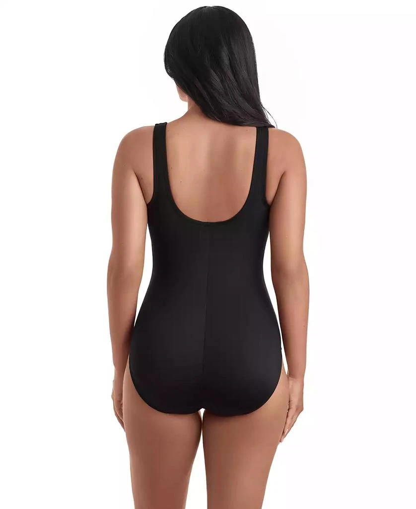ShapeSolver Women
s Binded Crewneck One-Piece Swimsuit 3