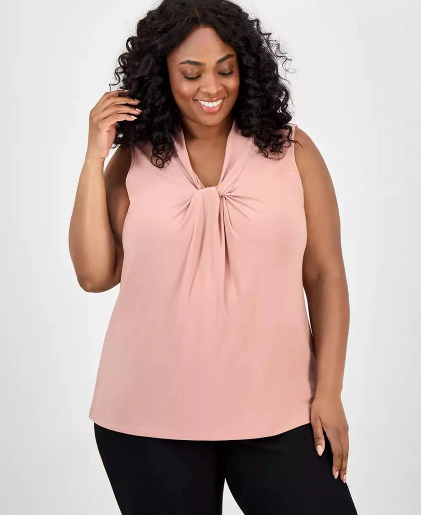 Kasper Plus Size Twist-Front Shell Top 1