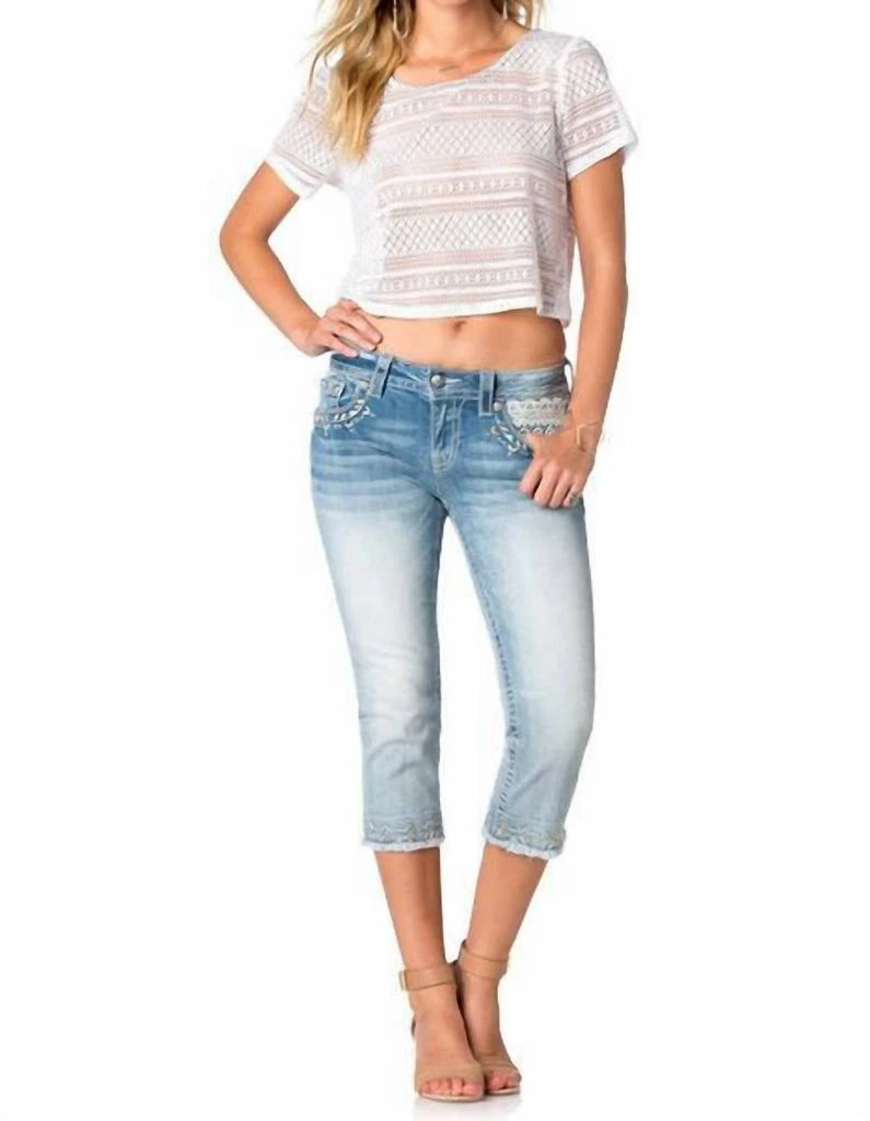 Miss Me Miss Me - Lace Me Up Capris 4