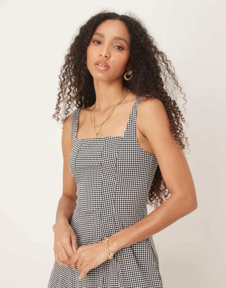 Abercrombie & Fitch flowy midi dress in Black gingham
