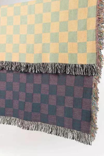 Clr Shop Clr Shop Green & Gold Woven Throw Blanket 5