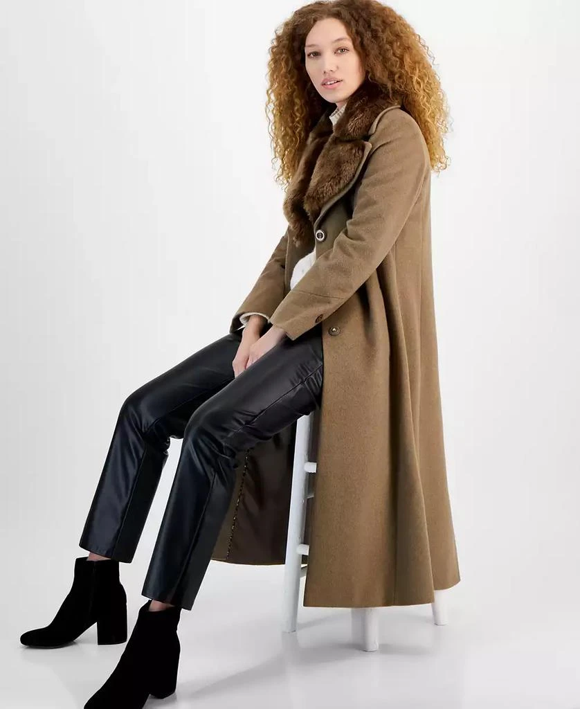Via Spiga Women's Single-Breasted Faux-Fur-Collar Maxi Coat 3