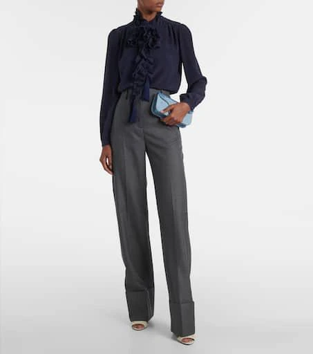 Valentino High-rise wool straight pants 6