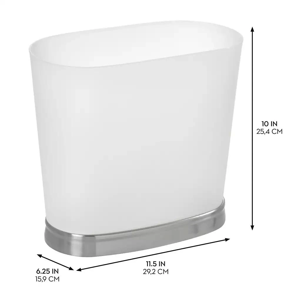 iDesign Small Oval Bathroom Trash Can - Frost/Brushed Nickel - Made in USA 2